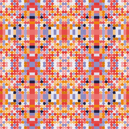 Seamless pattern with the simple geometrical drawing in retro style illustration