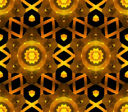 Gold seamless pattern with arabesques. Hand-drawn illustration.