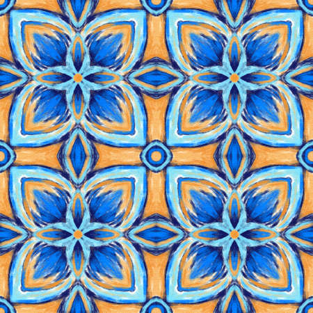 Seamless pattern with arabesques in retro style. Digital painting