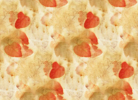 Seamless Botanical print with leaf prints on natural silk. Hand-drawn illustration.の写真素材