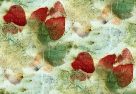 Seamless Botanical print with leaf prints on natural silk. Hand-drawn illustration.