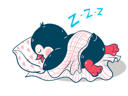 Illustration with a cute penguin isolated on a white background. Vector illustrationのイラスト素材