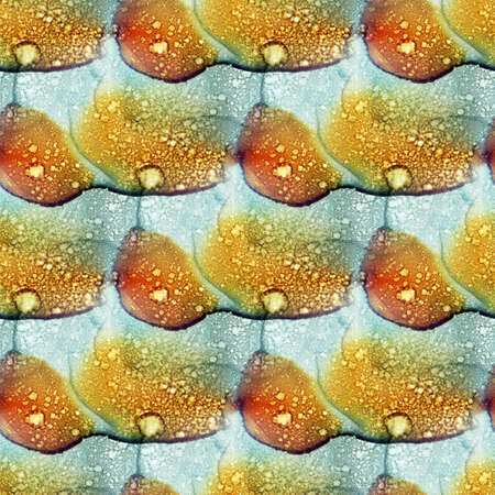 Light abstract background with transparent alcohol ink spots. Seamless pattern. Hand-drawn...