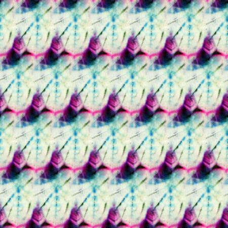 Seamless tie-dye pattern on white silk. Hand painting fabrics - nodular batik. Shibori dyeing.の写真素材