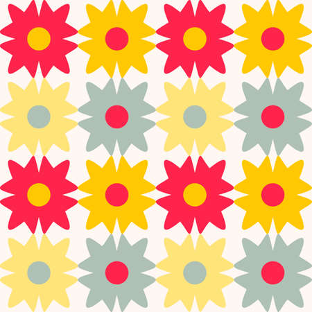 Seamless pattern with the simple geometrical drawing in retro style. Vector illustration