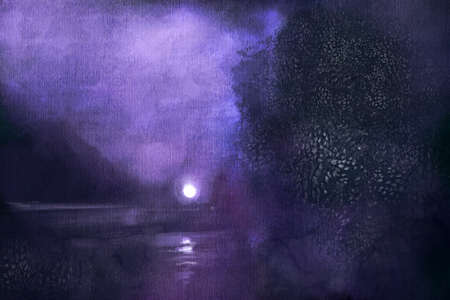 Abstract impressionism. Landscape. Modern painting. Hand-drawn illustration.