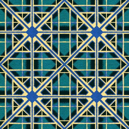Seamless pattern with stylized ethnic pattern. Hand-drawn illustration.