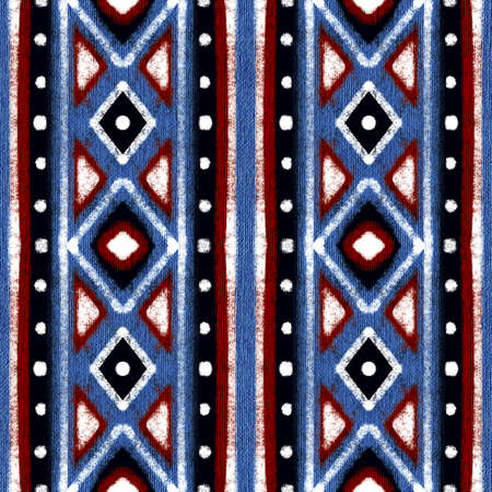 Seamless pattern with stylized ethnic pattern. Hand-drawn illustration.