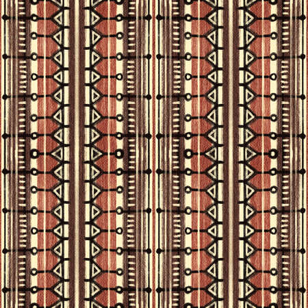 Seamless pattern with stylized ethnic pattern. Hand-drawn illustration.の写真素材