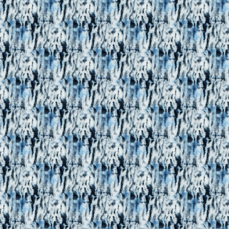 Seamless tie-dye pattern of indigo color on white silk. Hand painting fabrics - nodular batik. Shibori dyeing.の写真素材