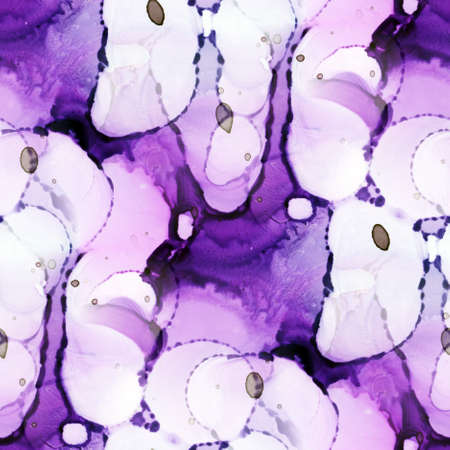 Light abstract background with transparent alcohol ink spots. Seamless pattern. Hand-drawn illustration.の写真素材