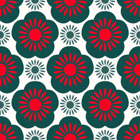 Seamless pattern with flowers. Geometric drawing. Vector illustration.