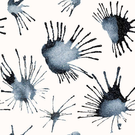 Abstract seamless pattern with ink spots. Drawing with dots. Hand-drawn illustration. Vector