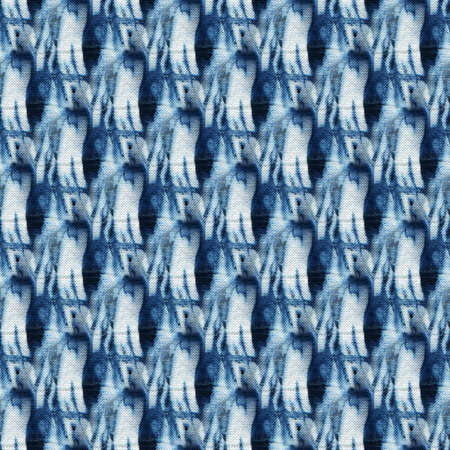 Seamless tie-dye pattern of indigo color on white silk. Hand painting fabrics - nodular batik....
