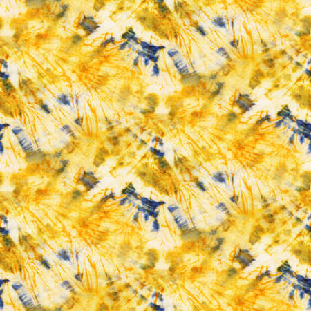 Seamless tie-dye pattern on white silk. Hand painting fabrics - nodular batik. Shibori dyeing.