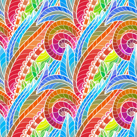 Seamless pattern with multicolor Paisley print. Vector illustrationのイラスト素材