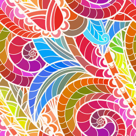 Seamless pattern with multicolor Paisley print. Vector illustrationのイラスト素材