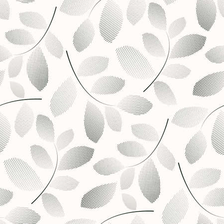 Black and White seamless pattern with leaves. Vector illustration.のイラスト素材