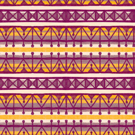 Seamless pattern with stylized ethnic pattern. Hand-drawn illustration.