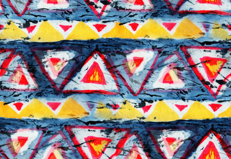 Seamless tie-dye pattern on white silk. Hand painting fabrics - nodular batik. Shibori dyeing.の写真素材