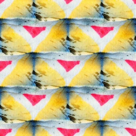 Seamless tie-dye pattern on white silk. Hand painting fabrics - nodular batik. Shibori dyeing.