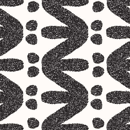 Black and white seamless pattern with dotted geometric drawing. Vector illustrationのイラスト素材