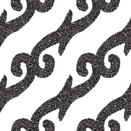 Black and white seamless pattern with dotted geometric drawing. Vector illustrationのイラスト素材