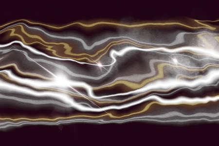 Dark background with bright light blurred spots. Digital painting.