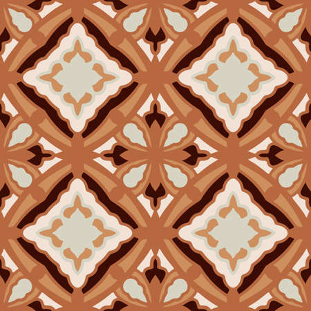 Seamless pattern with mosaic tiles of the Mediterranean. Vector illustrationのイラスト素材