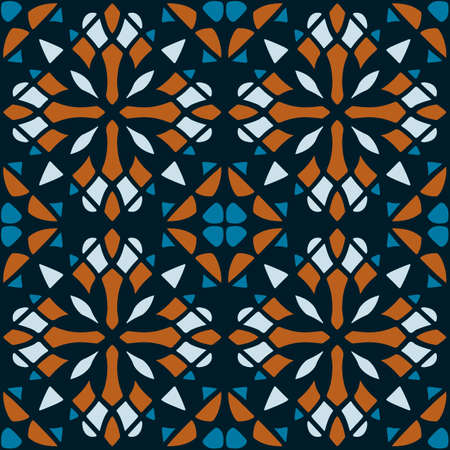 Seamless pattern with mosaic tiles of the Mediterranean. Vector illustrationのイラスト素材