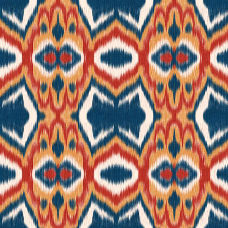 Seamless Ikat Pattern. Abstract background for textile design, wallpaper, surface textures, wrapping paper.の写真素材