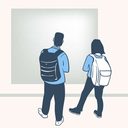 A sketch of the people at the exhibition, isolated in the background. Leisure of a young family. vector illustrationのイラスト素材