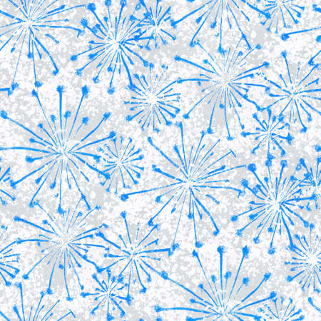 Seamless pattern with blue snowflakes on a white background. watercolor illustration.の写真素材