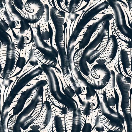 Abstract seamless pattern with watercolor spots. Hand-drawn illustration.