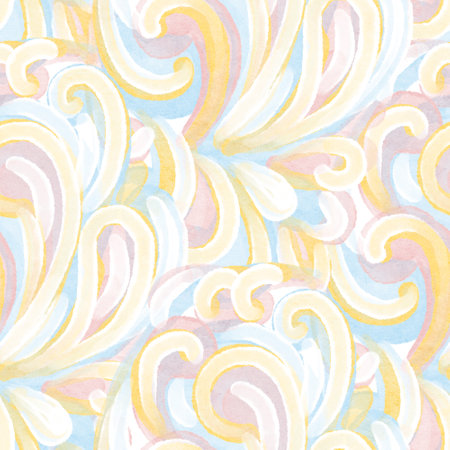 Seamless pattern with multicolor Paisley print. Hand-drawn illustration.の写真素材
