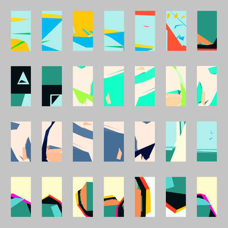 A set of abstract geometric banners on landscape and architectural themes for adding design and text. vectorのイラスト素材