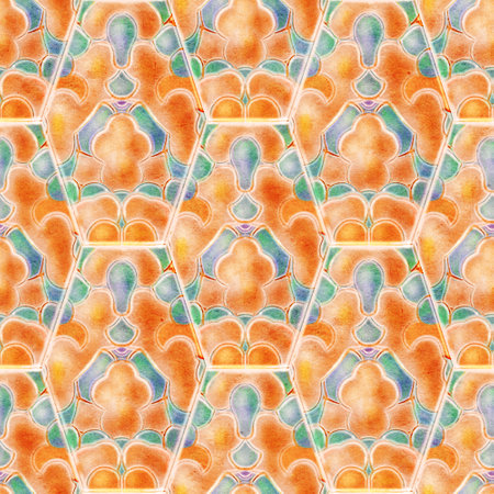 Seamless pattern with stylized ethnic pattern. Hand-drawn illustration.の写真素材