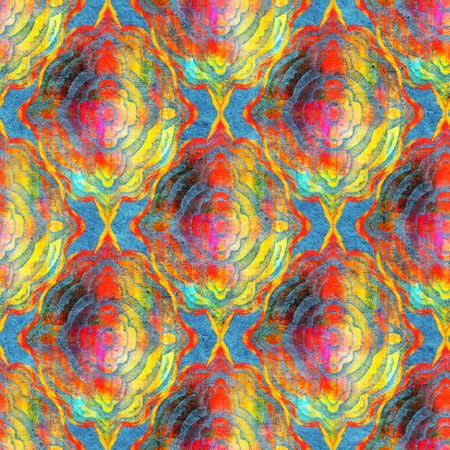 Seamless pattern with stylized ethnic pattern. Hand-drawn illustration.の写真素材