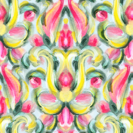 Seamless pattern with stylized ethnic pattern. Hand-drawn illustration.の写真素材