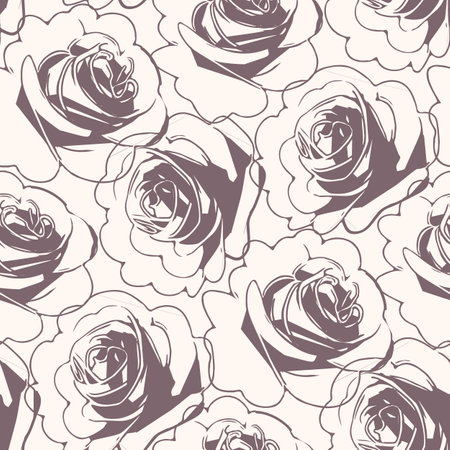 Vintage seamless floral pattern with stylized roses. vector illustration.のイラスト素材