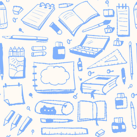 Seamless pattern with stationery. vector illustrationのイラスト素材