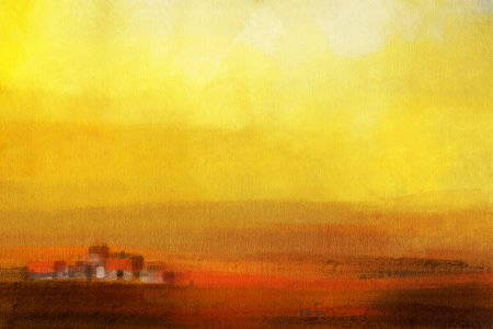 Abstract impressionism. Landscape. Modern painting. Hand-drawn illustration.の写真素材