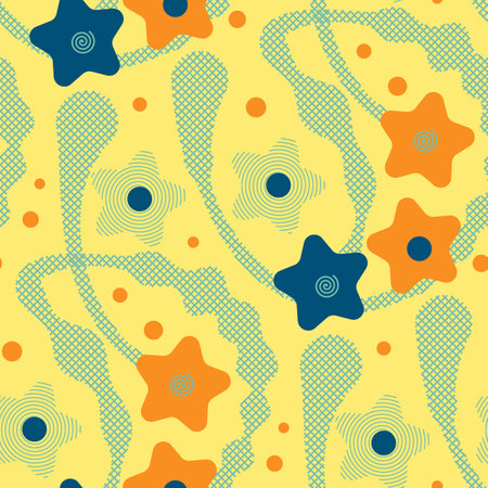 Seamless pattern with flowers in doodle style. Vector illustration.のイラスト素材