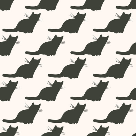 Simple monochrome seamless pattern with black cats. vector illustrationのイラスト素材