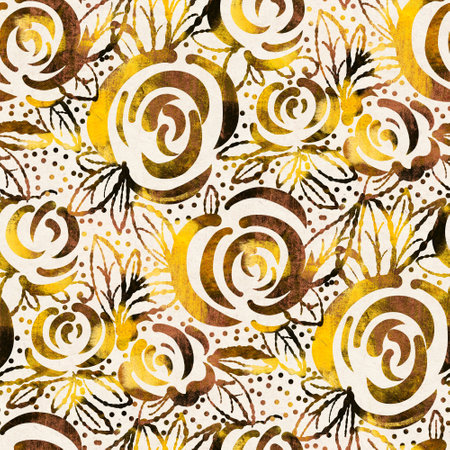 Gold embroidery with arabesques. Seamless pattern. hand-drawn illustration.の写真素材