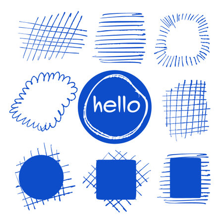 design elements. Doodle-style hatched backgrounds. vector illustrationのイラスト素材