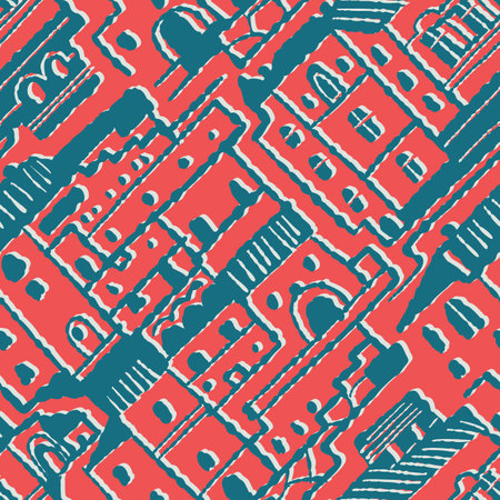 Seamless pattern with a town. vector illustration.のイラスト素材