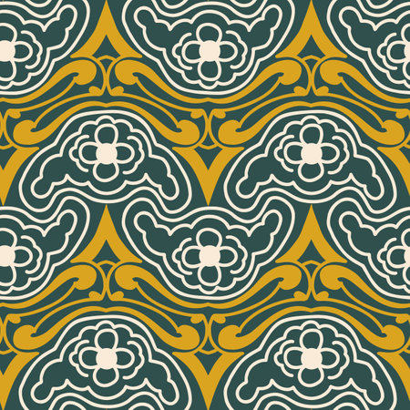 Seamless pattern with arabesques in retro style. Vector illustration.のイラスト素材