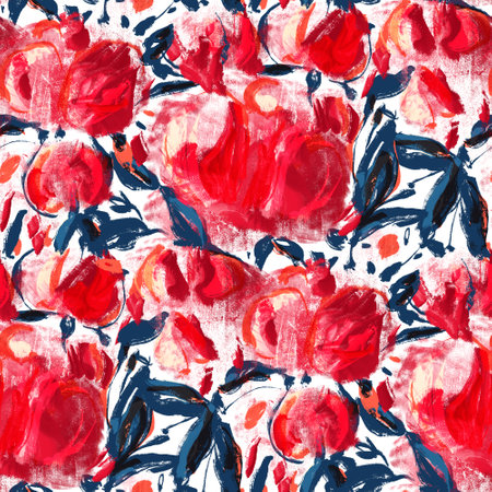 Seamless pattern with bright spring flowers. Digital painting.の写真素材