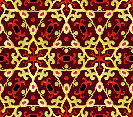 Gold embroidery with arabesques. Seamless pattern. hand-drawn illustration.